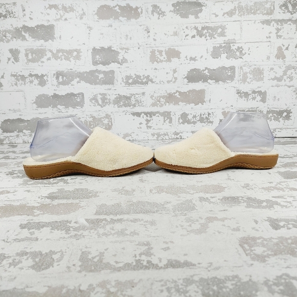 New David Tate Cuddle Cream Terry Cloth Mule Slipper- Wide W1143 - Picture 7 of 11